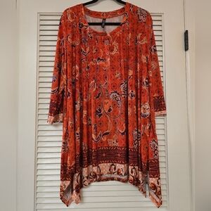 White Mark - (Plus-Size) Bohemian Long-Sleeve Tunic Top With Pockets